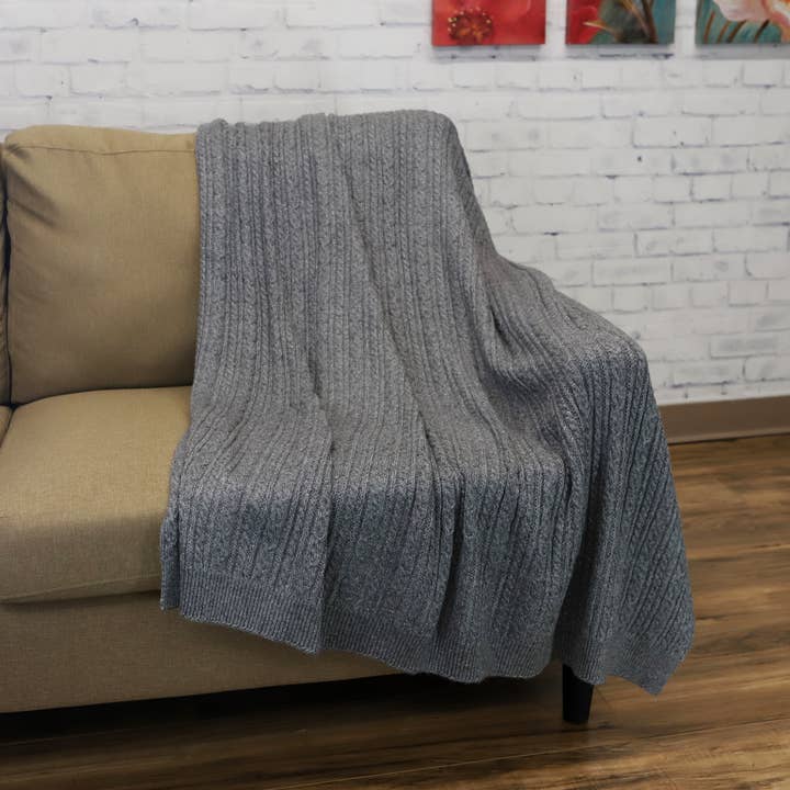 Spinnaker Grey throw 50x60" for wholesale by Bedford Collections