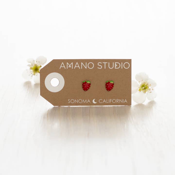 Amano Studio - Wholesale Stud/Post Earrings - Strawberry Stud Earrings