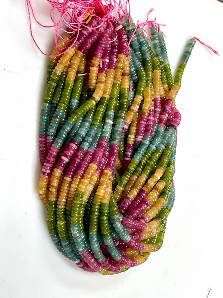 TRIVENI USA INC – wholesale Pärlor – 6 mm flerfärgade kvarts ädelstens heishi däckpärlor strängar2