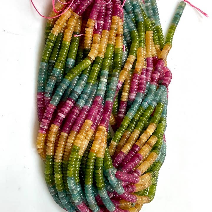 TRIVENI USA INC - Wholesale Beads - 6mm MultiColor Quartz Gemstone Heishi Tire Beads Strands2