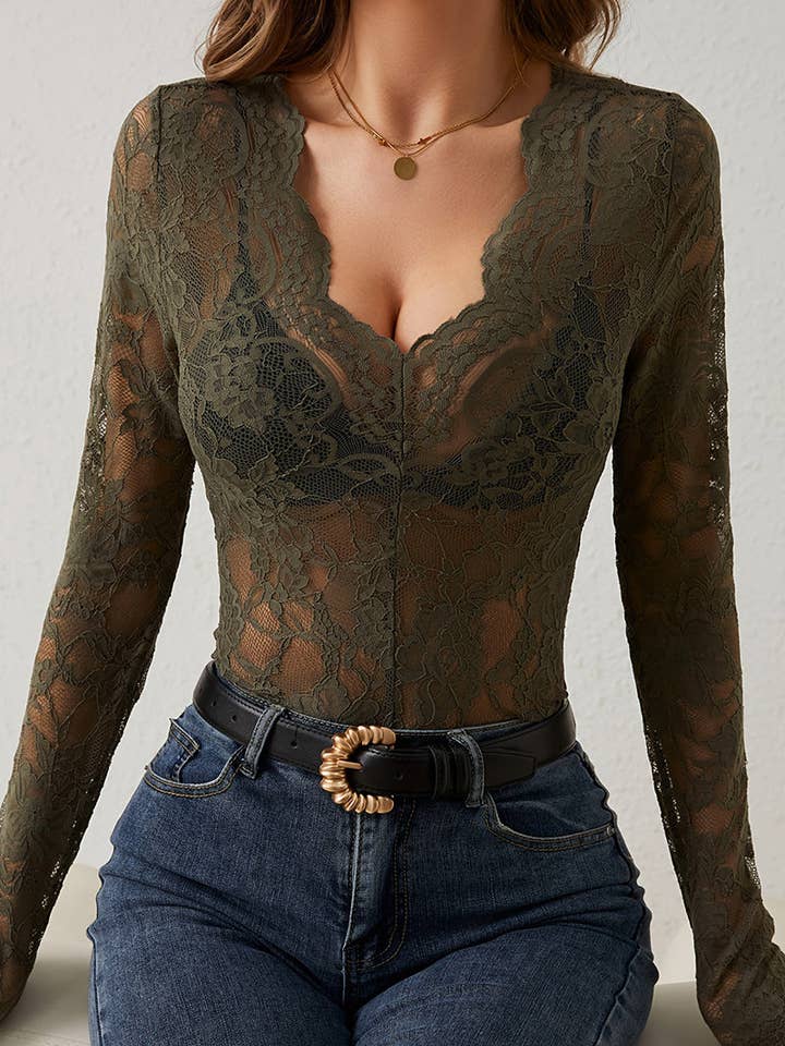 Mccolin - Wholesale Blouse – Women’s - Elegant Lace Long-Sleeve Top4