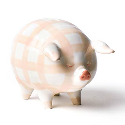 Pink Gingham Piggy Bank for wholesale by Coton Colors