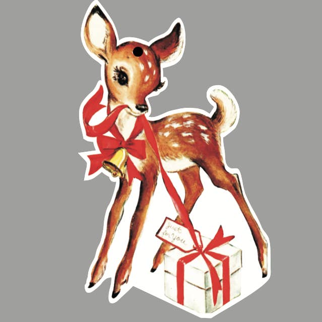 Adorno navideño de madera de reno con regalo para venta al por mayor de Barrel Down South