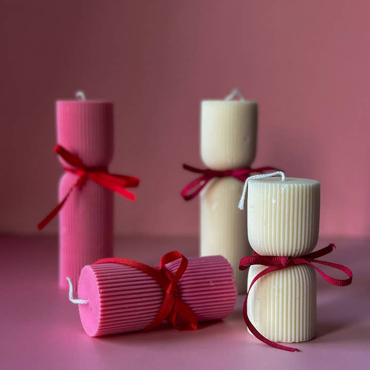 Gokican – Großhandel Geschenkkerze – Stundenglas Gerippte Kerzen Set2