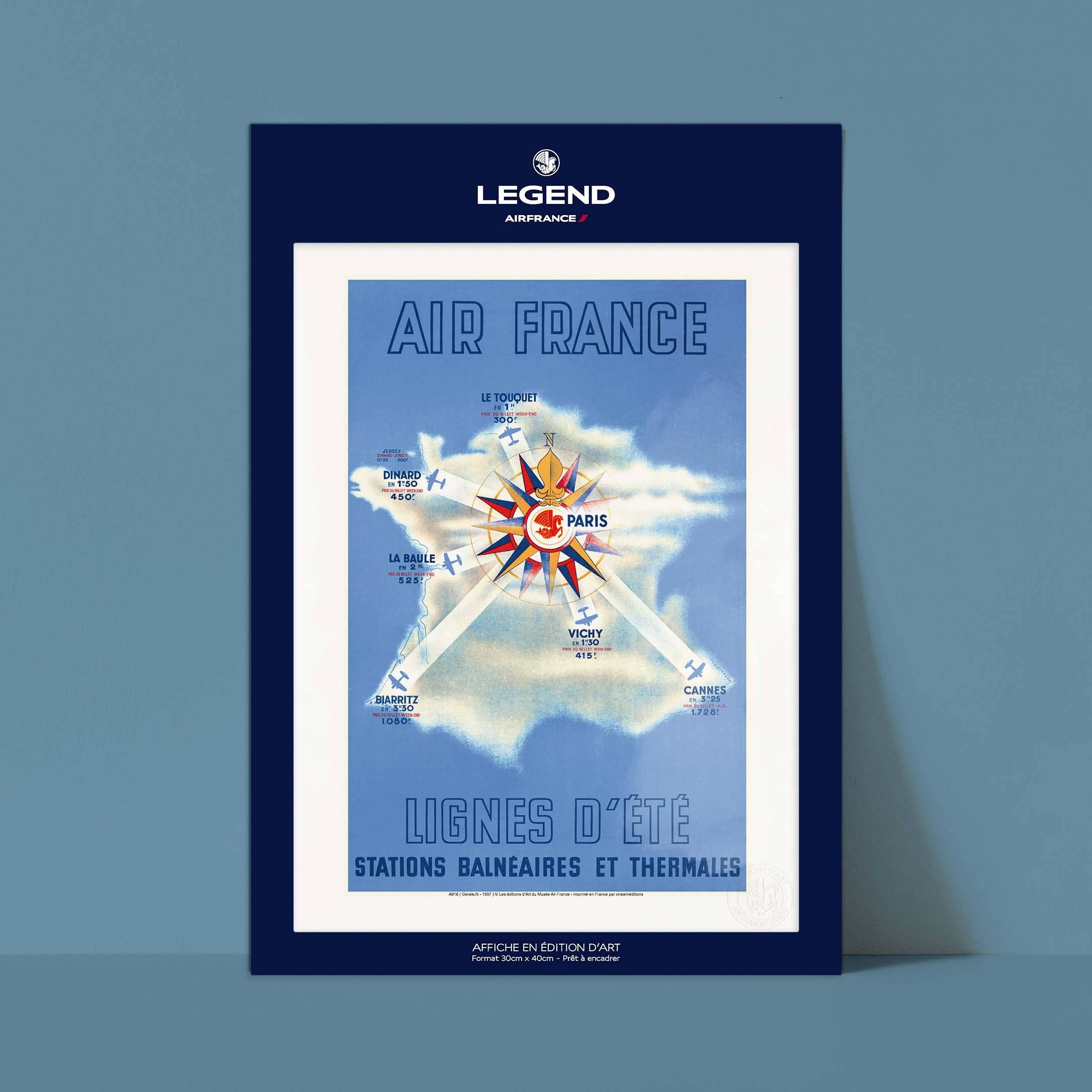 Oneart – Großhandel Poster – Air France Plakat / Sommerlinien / Stationen - AFL00160