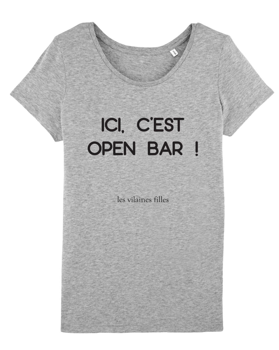 Les Vilaines Filles - Wholesale Screen Printed T-Shirt - Women's - Round neck organic open bar t-shirt6