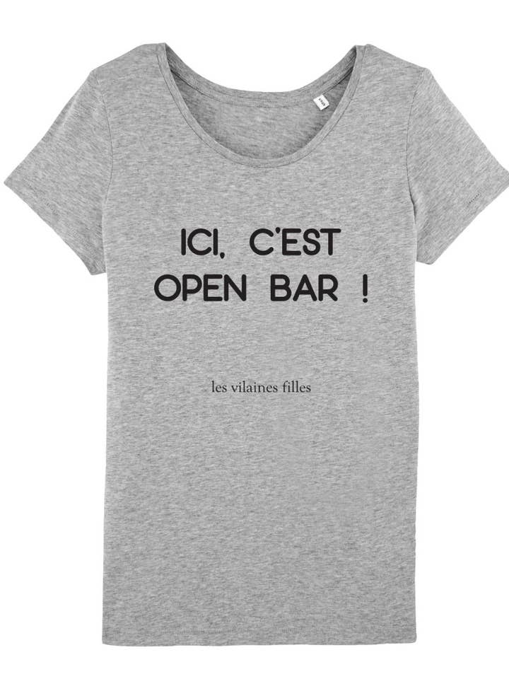 Les Vilaines Filles - Wholesale Screen Printed T-Shirt - Women's - Round neck organic open bar t-shirt6
