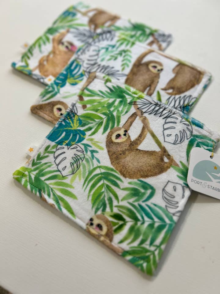 Just Hanging Around Sloths Minky Crinkle Sensory Toy for wholesale by Port & Starbird