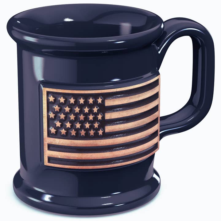 Old Southern Brass - Wholesale Coffee Mug - Ceramic Handmade Coffee Mug - Embossed American Flag2