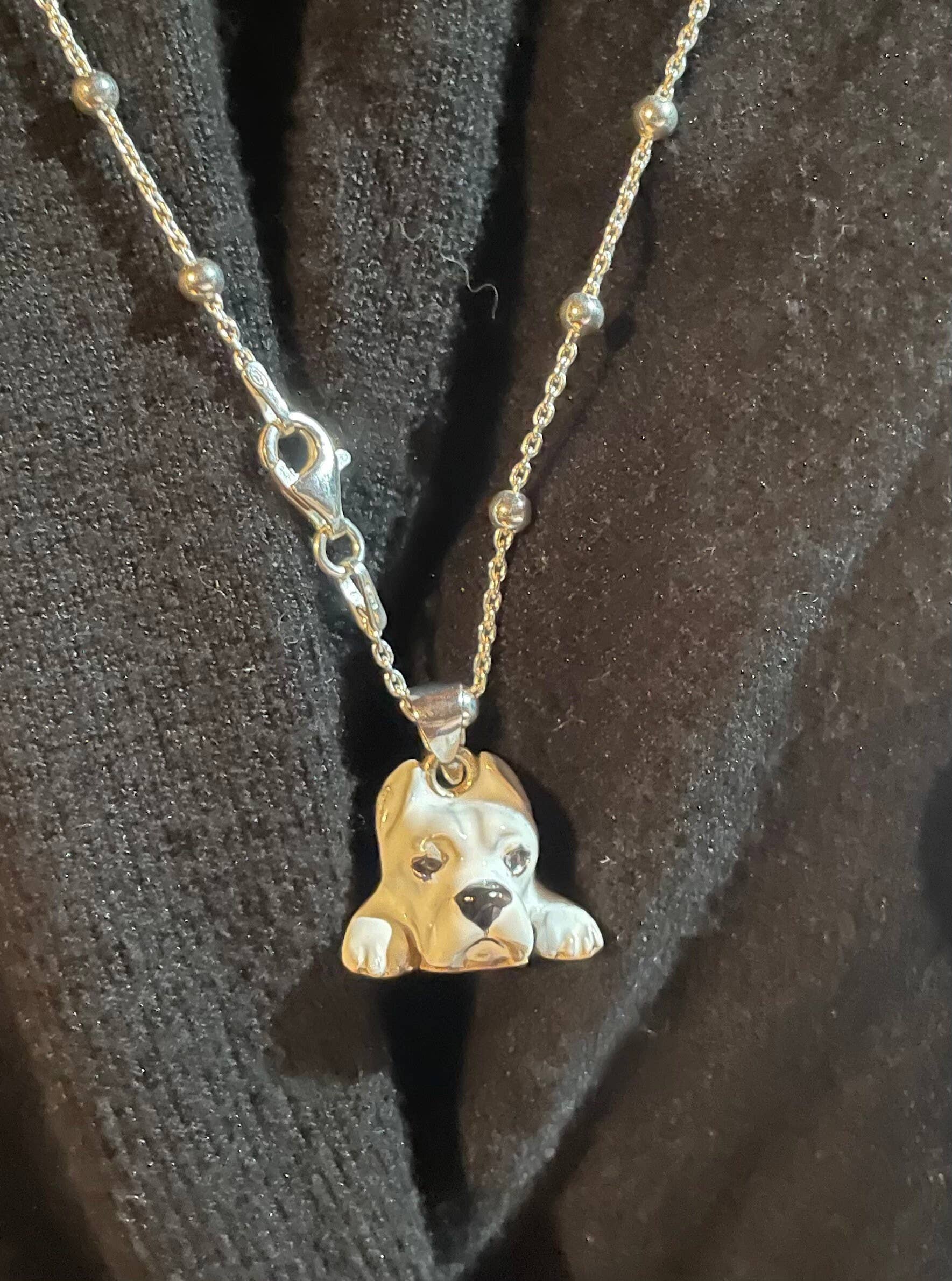 Gabbo Design – wholesale Pendant/charm necklace – Charms + Dogo Argentino Personalized Silver Necklace4