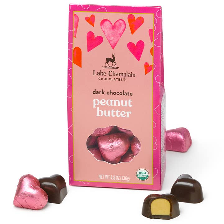 Valentine Heart Dk PB Gift Box for wholesale by Lake Champlain Chocolates