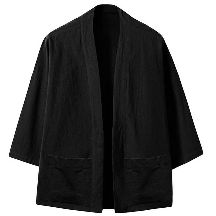 OH KIMONO - Vendita all'ingrosso Kimono - Donna - Giacca kimono nera semplice Oh Nagoya per lui