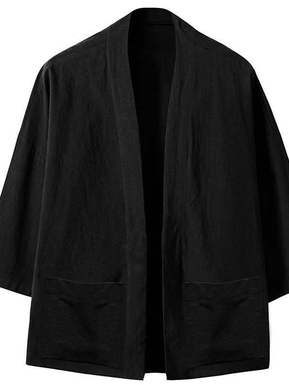 Oh Nagoya Simple Black Kimono Jacket For Him for wholesale by OH KIMONO