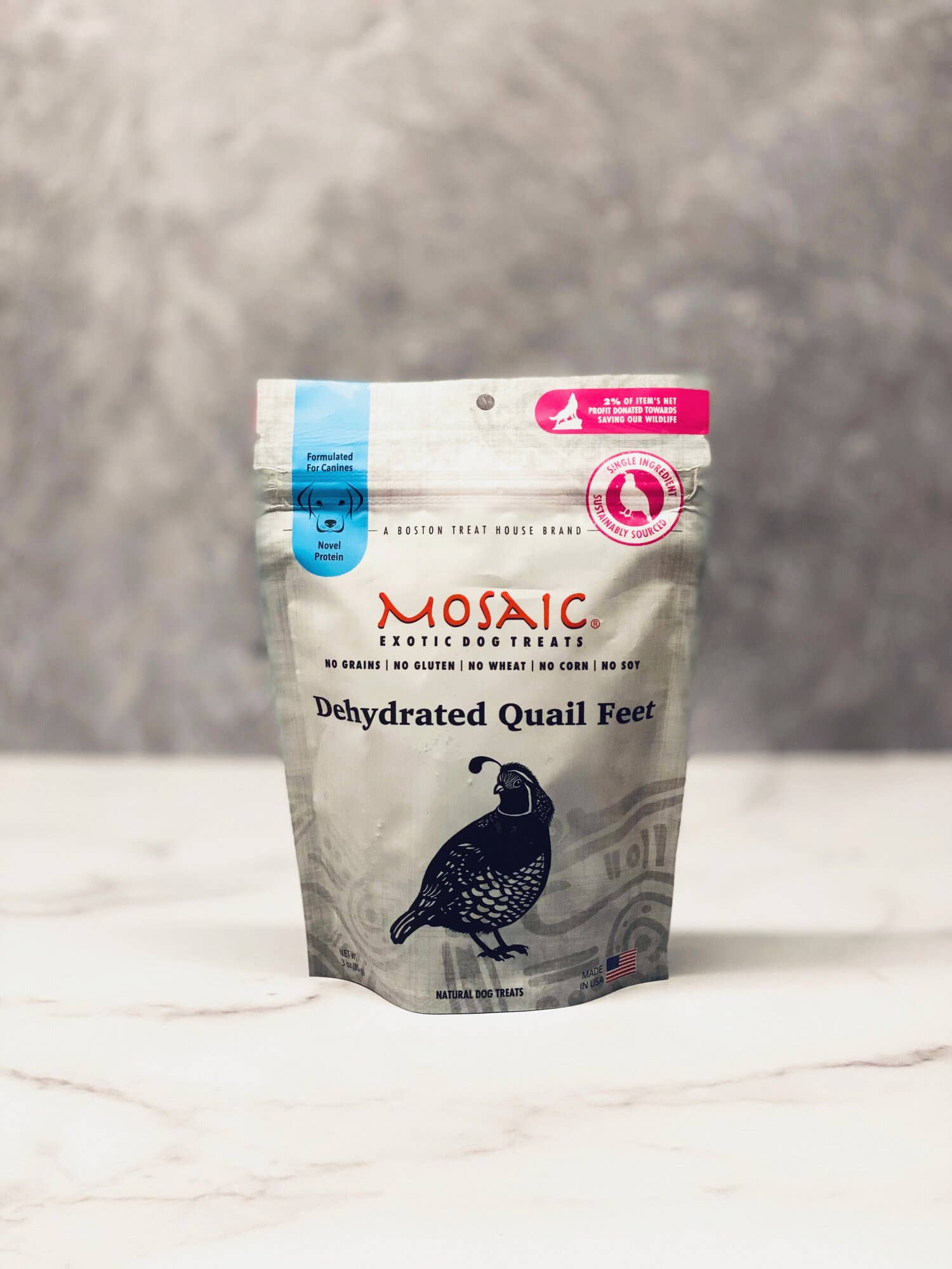 Mosaic Pet Food – Großhandel Leckerlis – Hund – Dehydrierte Wachtelfüße aus den USA, 3 Unzen, 1 Packung