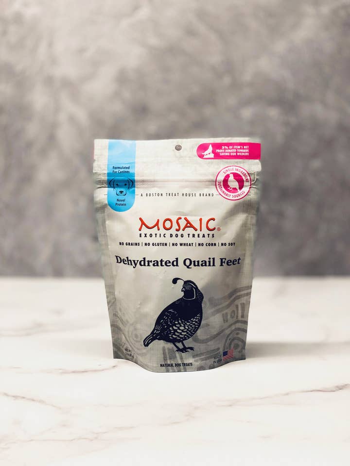 Pieds de caille déshydratés USA, 85 g - 1 caisse pour la vente par Mosaic Pet Food