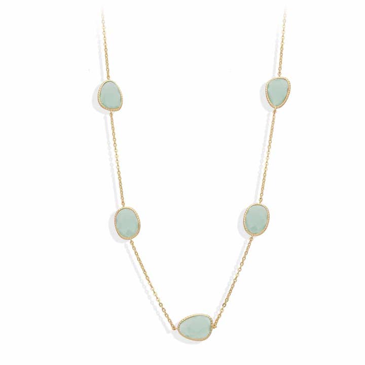 Collier long argent doré victoria cristal vert eau pour la vente par ORUS BIJOUX