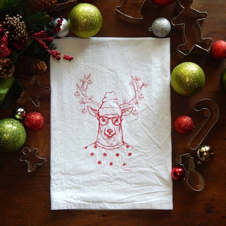 Green Bee Tea Towels - Wholesale Tea Towel - Christmas Reindeer Dish Towel | Tea Towels | Kitchen Towel3