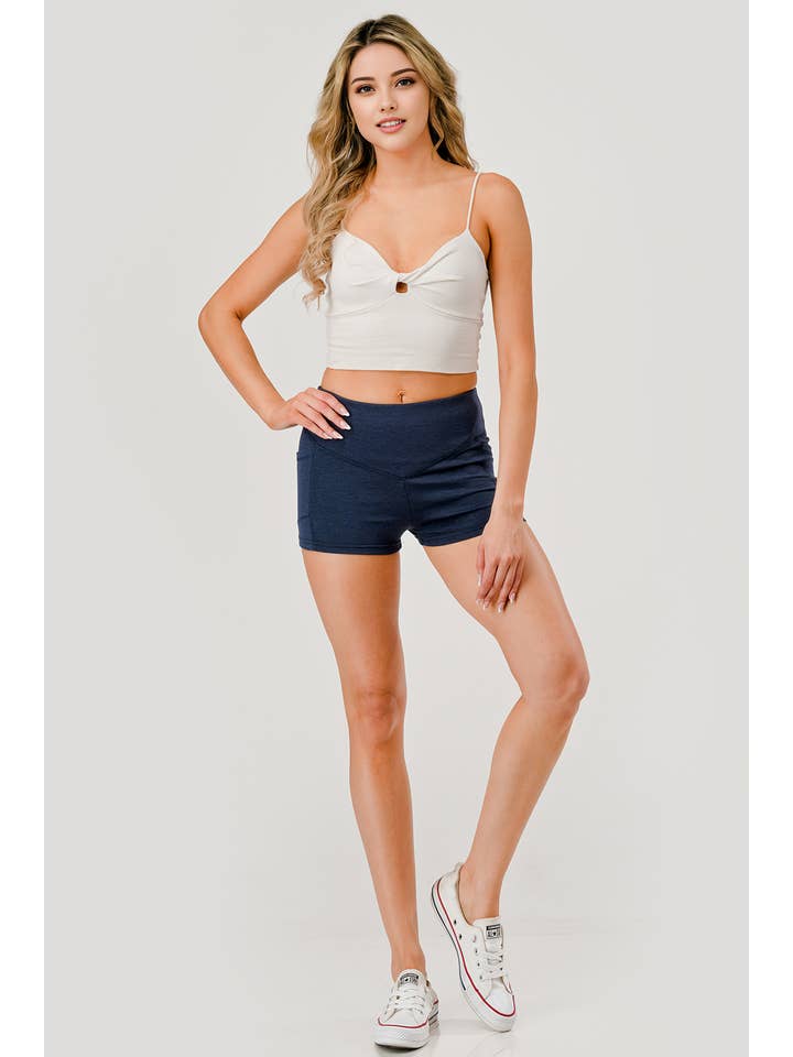 REDFINCH APPAREL INC - Wholesale Athletic Shorts - Women's - Womens V-Waist Biker Shorts With Side Pockets 9