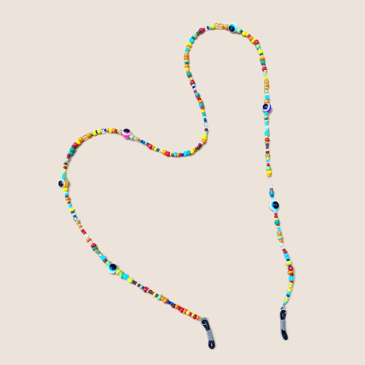 MULTICOLOR RAINBOW COLORED RICE BEADS GLASSES LANYARD_CWMM1167 for wholesale on Faire3