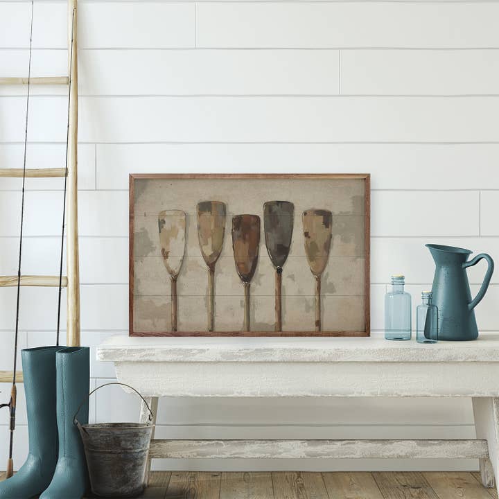 Kendrick Home - Wholesale Wood Wall Art - Five Vintage Boat Oars1