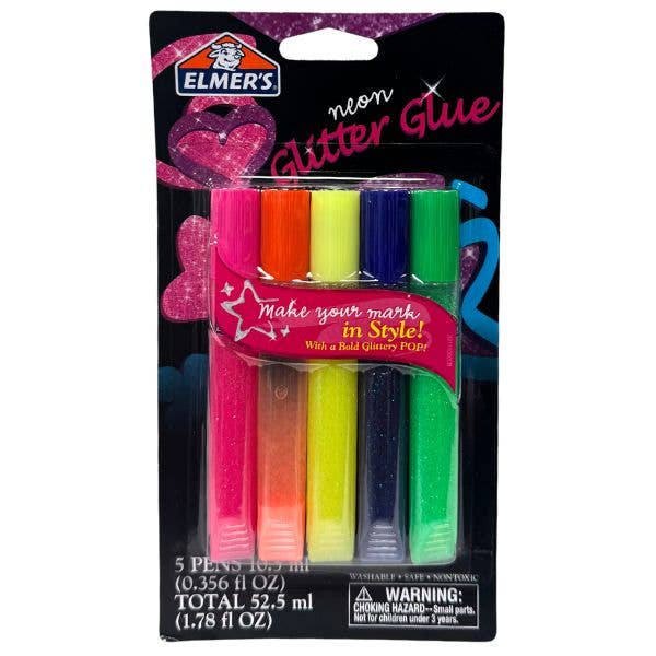 St. Louis Wholesale LLC - Wholesale Glitter - Elmers NEON Glitter Glue - 5Pack Make Your Mark Pen Sticks