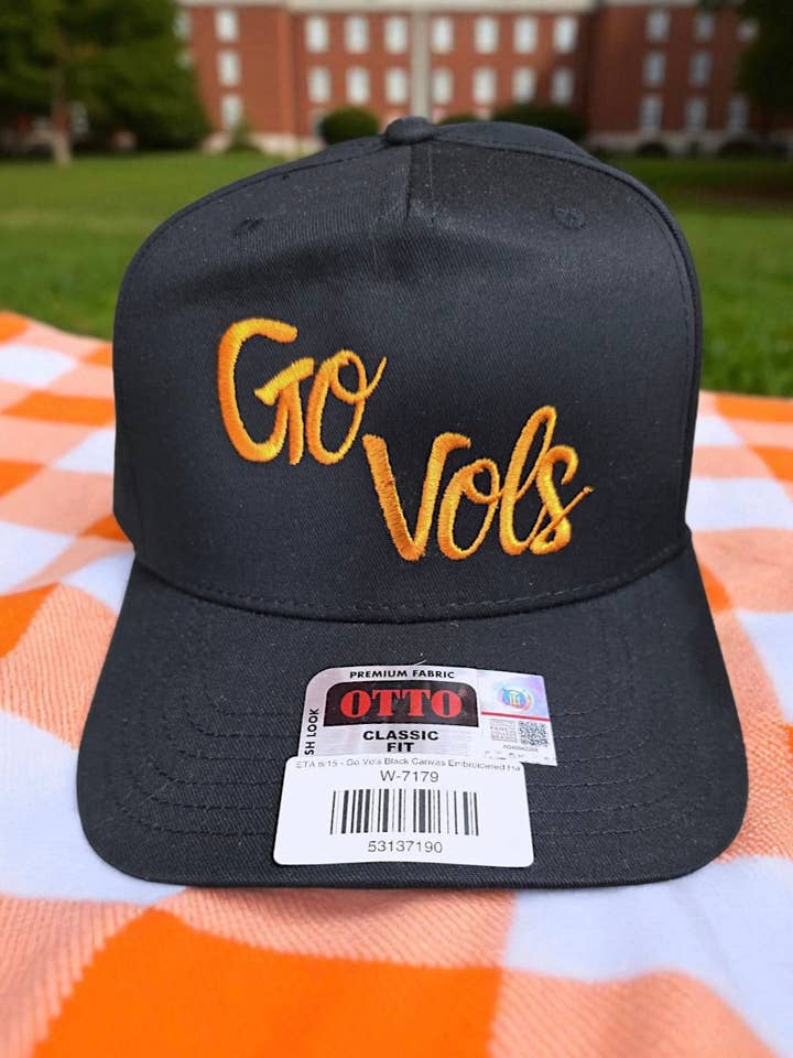 Cappello Ricamato in Tela Nera Go Vols per la vendita all'ingrosso da parte di Nash Grey