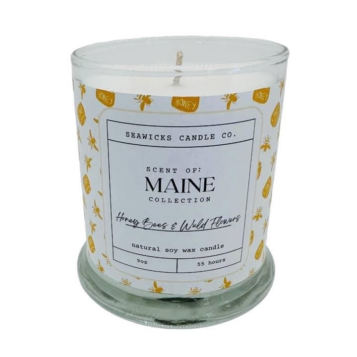Scent of Maine: kaars met honingbijen en wilde bloemen voor wholesale door Seawicks Candle Company