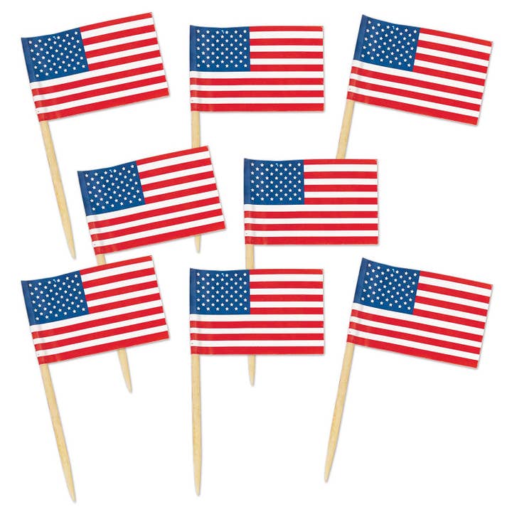 Pkgd U S Flag Picks - 6cm for wholesale by 360 Degrees Ltd