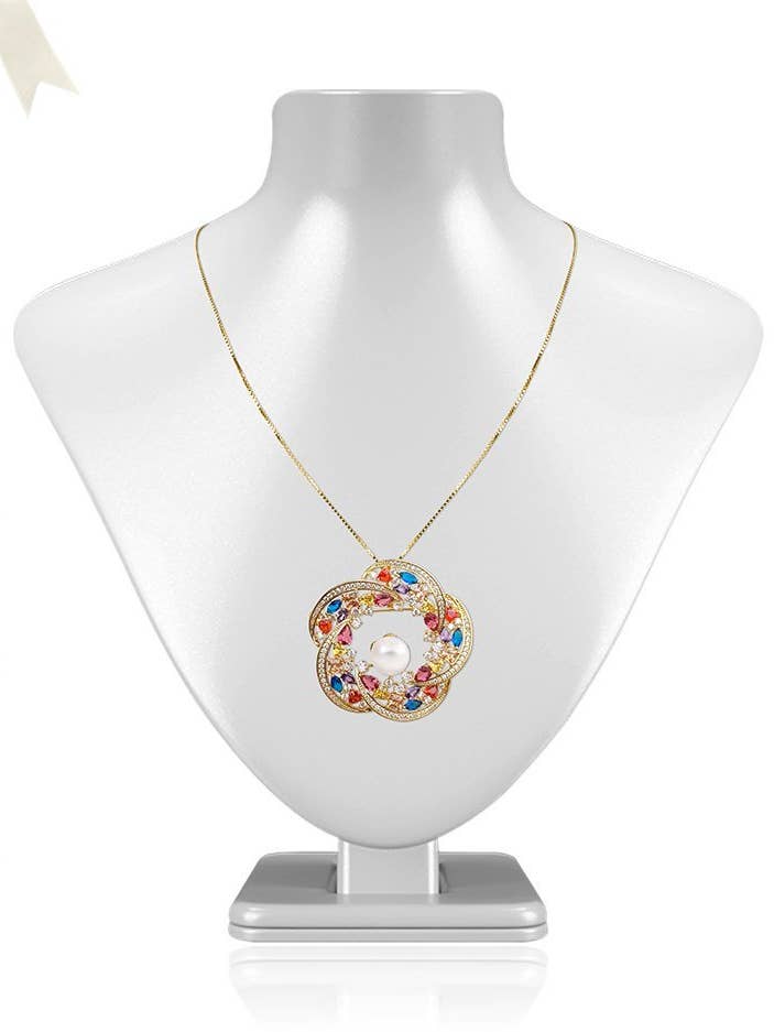 TREASURE ISLAND Elizabeth Swarovski Encrusted Pearl Brooch & Pendant Gift Set for wholesale by Avani Jewelry