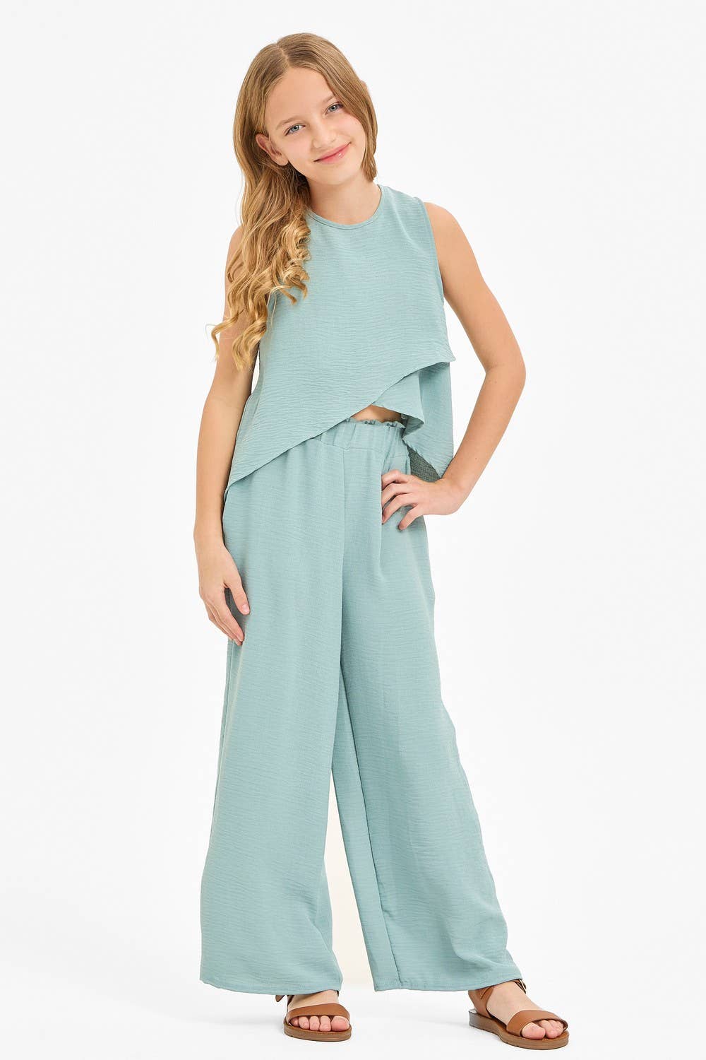 Good Girl - Wholesale T-Shirt - Kids - Wrap Design High-Low Sleeveless Blouse15