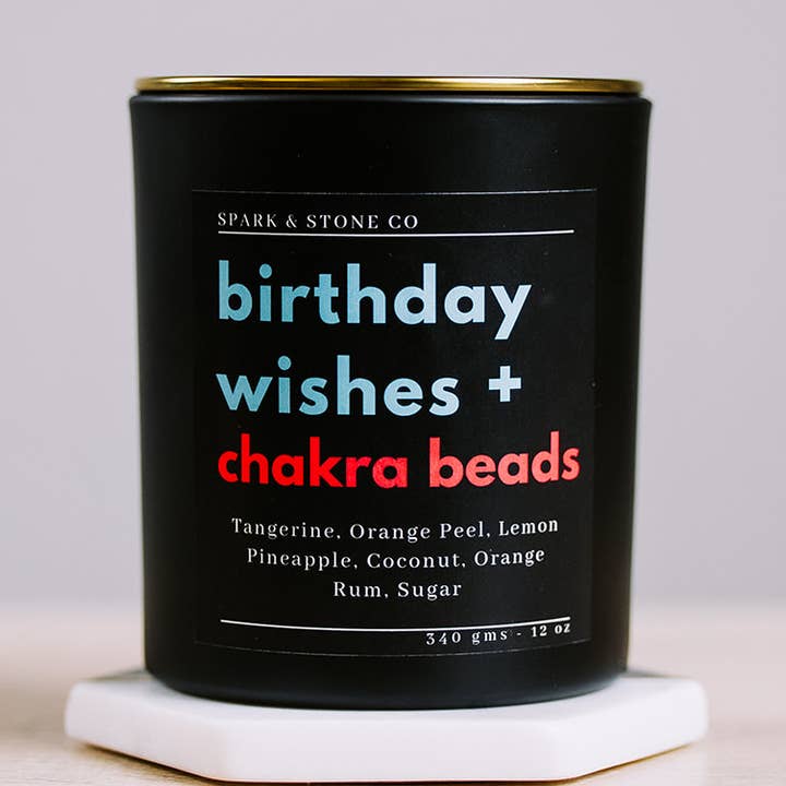 Birthday Wishes + Chakra Beads Candle for wholesale by Spark & Stone Co