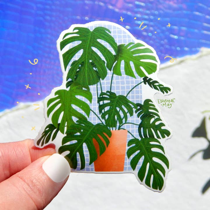 Monstera plant Sticker - Potted Monstera Sticker for wholesale by Ethereal May
