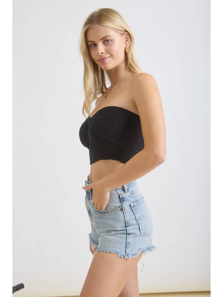 The Workshop Studio - Wholesale Knit Top - Women's - STRAPLESS TWIST FRONT KNIT CROP TOP (PRE-ORDER)13