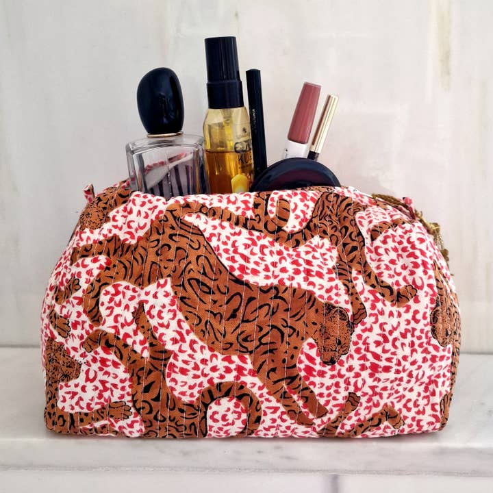 kikooni – Großhandel Schmink-/Kosmetiktasche – handgemachte Kosmetiktasche "h.Leopard"