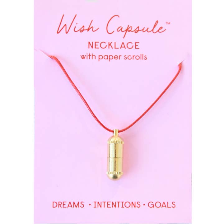 TOPS Malibu - Vendita all'ingrosso Collana con ciondolo/pendaglio - Collana Wish Capsule con 3 pergamene di carta - Gold Capsule