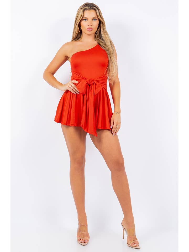 mameluco de mujer con un solo hombro y lazo en la parte delantera A0054R para venta al por mayor de SHOP17