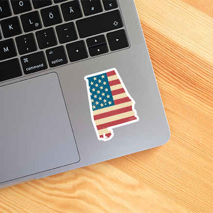 CJ's Sticker Shop - Wholesale Sticker - Alabama American Flag Sticker Vinyl Decal1