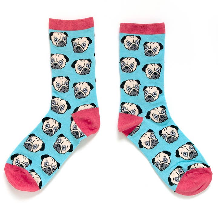 Smarty Pants Paper - Vendita all'ingrosso Calzini - Donna - Calzini da donna in misto bambù con motivo Tan Pug