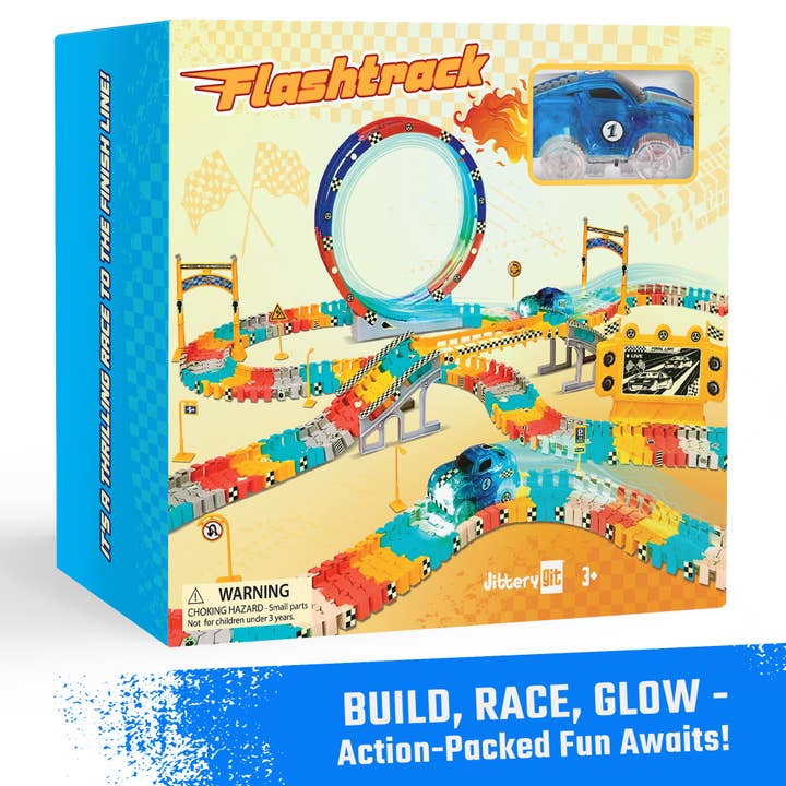 JitteryGit - Wholesale Toy Set - Kids - FlashTrack Glow in the Dark Racing & Building Track Set1