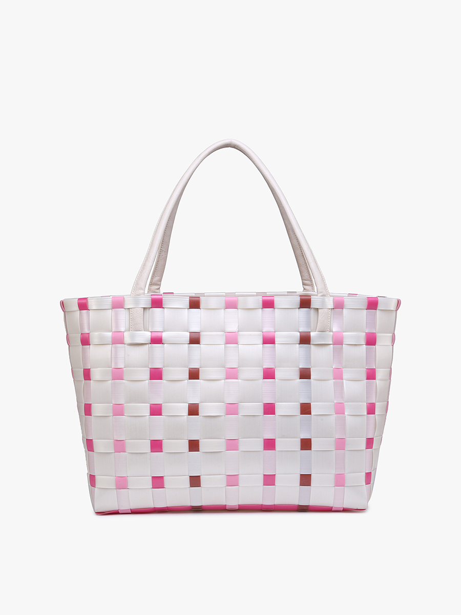 Jen & Co. – wholesale Bärkasse - Dam – M2334 Abigail Basketweave Tote med remmar i veganskt läder6