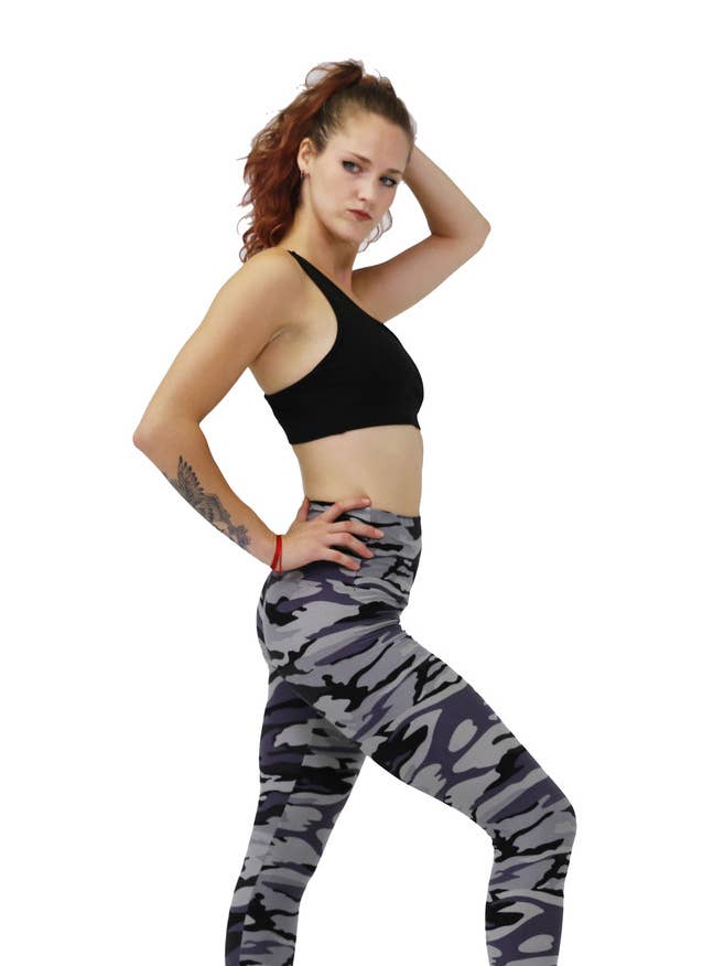 Grey Camouflage 5" High Waist Ankle Leggings for wholesale by Comfy Forever