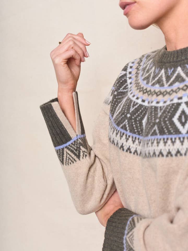 Stateside - Wholesale Knit Sweater - Women's - Fairisle Button Sweater in Thyme Multi5