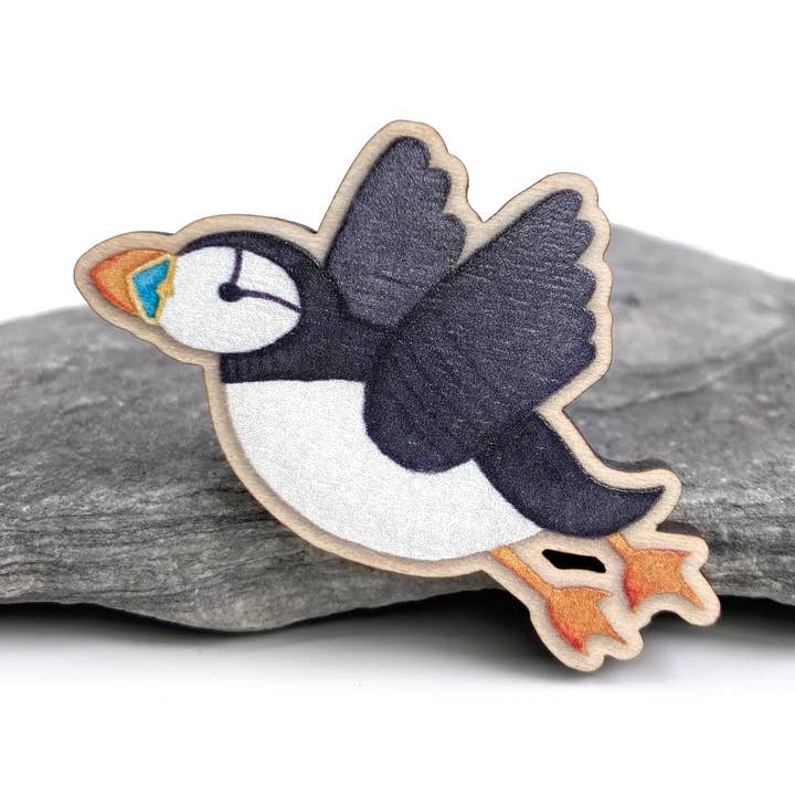 Puffin Fridge Magnet - Laser Cut Maple Wood - Seaside Gifts for wholesale by East Neuk Beach Crafts