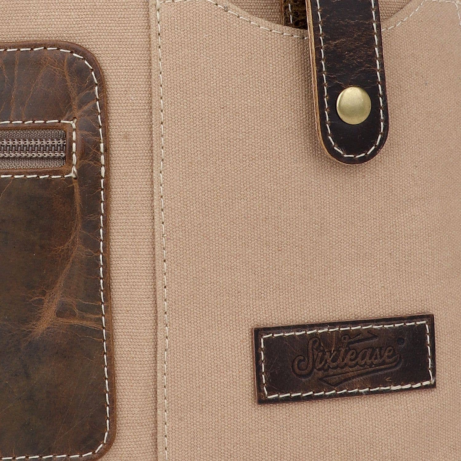 Sixtease Bags USA - Wholesale Crossbody Bag - Women's - Canvas & Leather Women's Crossbody Bag - Dun/Van Dyke5