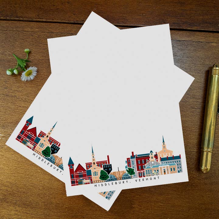 Soijen Illustrations - Wholesale Notepad - Middlebury Vermont Cityscape Notepad1