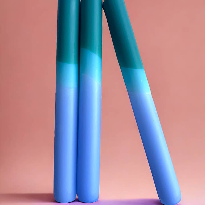 The Colour Emporium - Wholesale Tapered Candle/Candlestick - SAGE SERENITY Dip Dye Dinner Candles Trio