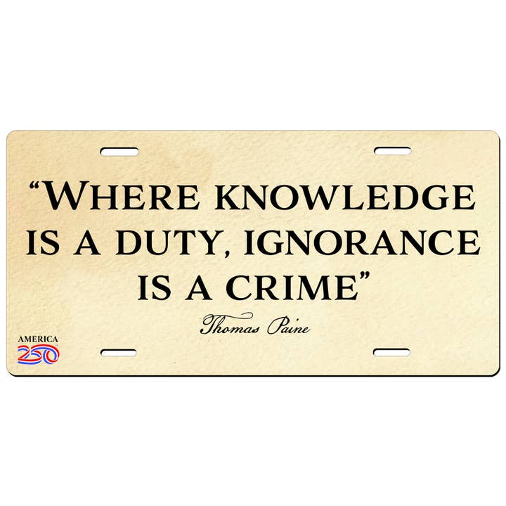 "Where Knowledge is a Duty" License Plate for wholesale by Nelson Gifts Wholesale