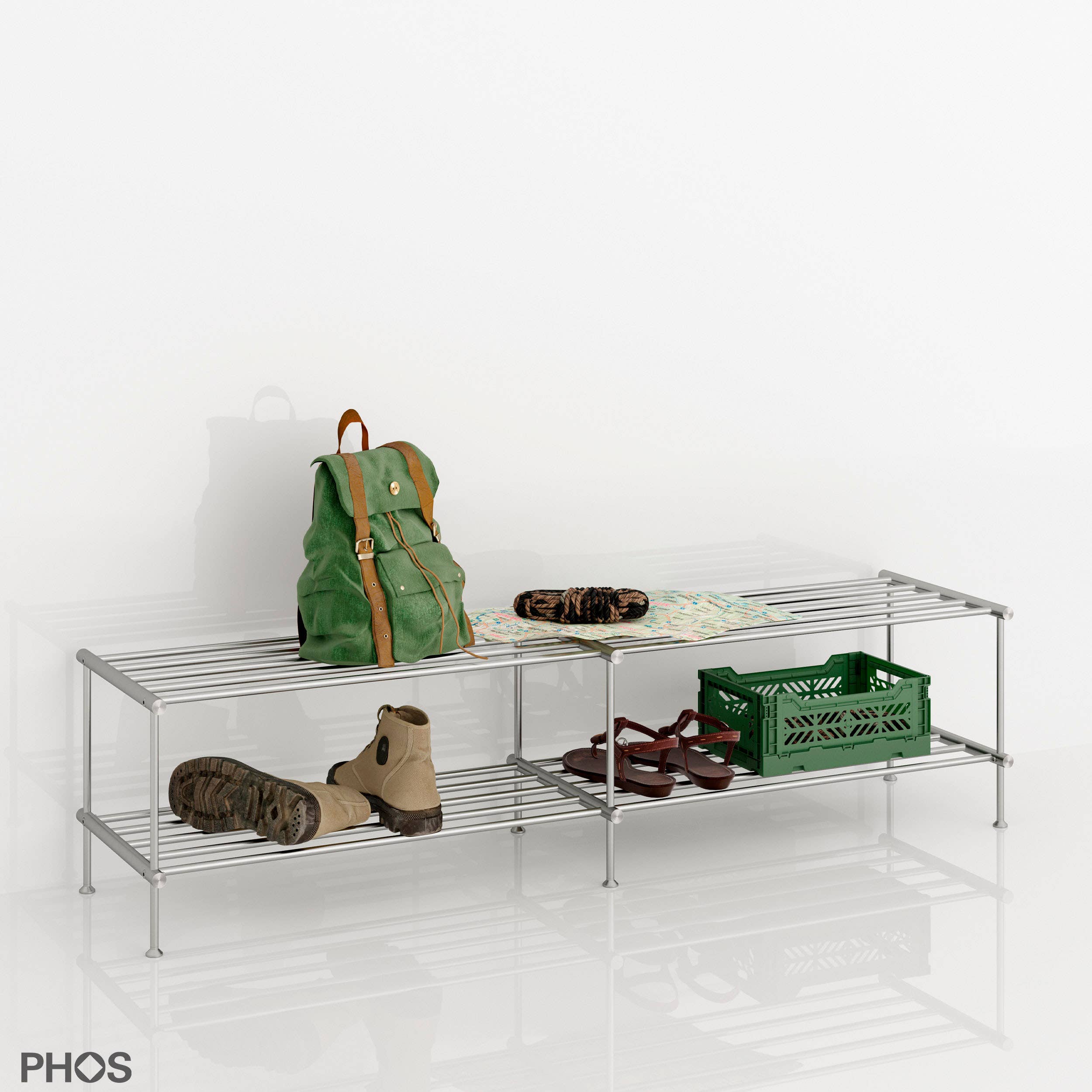 PHOS Design GmbH - Vente Étagères à chaussures - Étagères larges à chaussures en acier inoxydable massif, profondeur 30 cm0