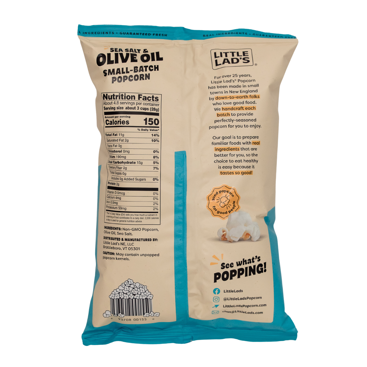 Little Lads - Wholesale Popcorn - Sea Salt & Olive Oil 4.8oz 6ct1