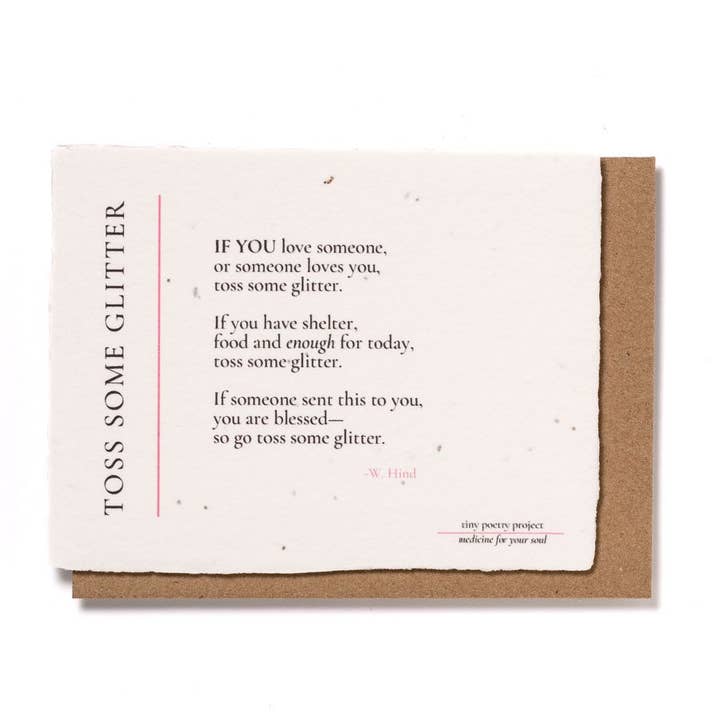 tiny poetry project - Wholesale Friendship Card - Toss Some Glitter: Plantable Wildflower Friendship Card